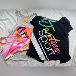 Justice Sport Gray Tanktop and Black T-Shirt lot